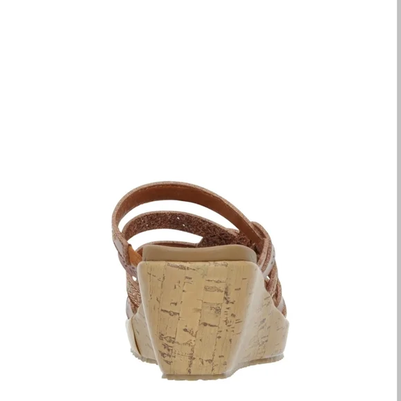 Cali‎ From Skechers Women's Tan Leather Braided Cork Wedge Heel Sandals. - Picture 4 of 12
